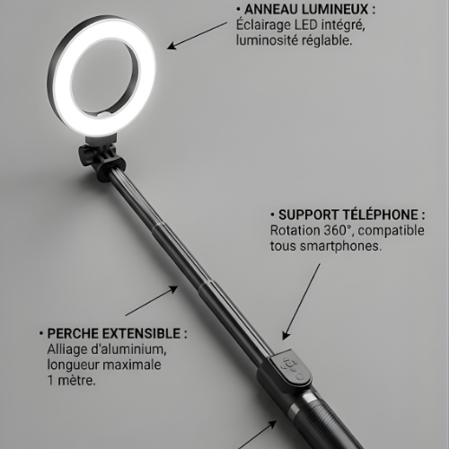 Perche Selfie + Ring Light LED